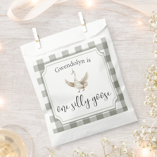 ONE Silly Goose Cute Kid's 1st Birthday Party Favour Bag (Clipped)