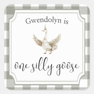 ONE Silly Goose Cute Kid's 1st Birthday Party Square Sticker