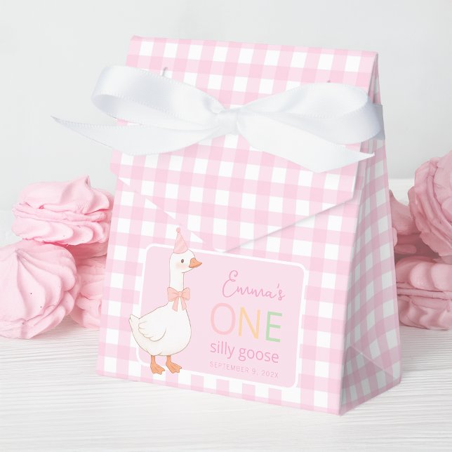 One Silly Goose Cute Pink Girl 1st Birthday Party Favor Box (Creator Uploaded)