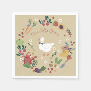 One Silly Goose Farmer Garden Theme Tan Napkin