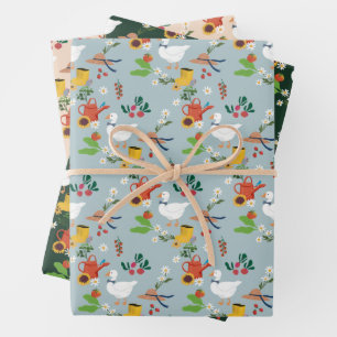 One Silly Goose Farmer Garden Theme  Wrapping Paper Sheet