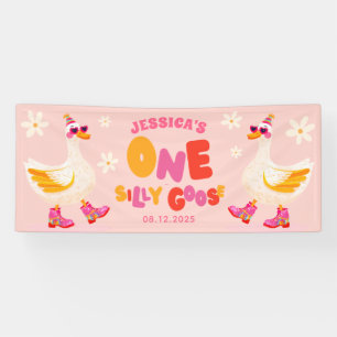 One Silly Goose Festive Pink Kids' Birthday Party  Banner