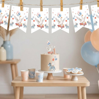 One Silly Goose First Birthday Gender Neutral Bunting Flags