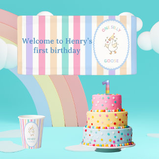 One Silly Goose First Birthday High Chair Banner