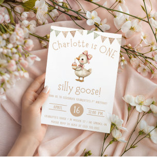 One Silly Goose, First Birthday Party Invitation