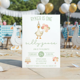 One Silly Goose, First Birthday Party Invitation