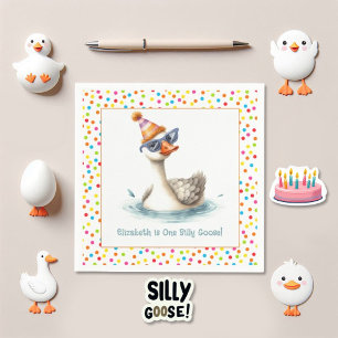 "One Silly Goose" First Birthday Party Napkin