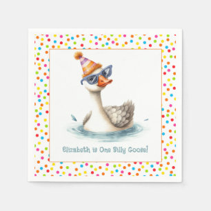 "One Silly Goose" First Birthday Party Napkin