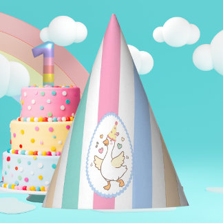 One Silly Goose First Birthday Pastel Watercolor Party Hat