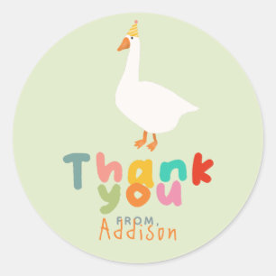 One Silly Goose First Birthday Thank You Favour Classic Round Sticker