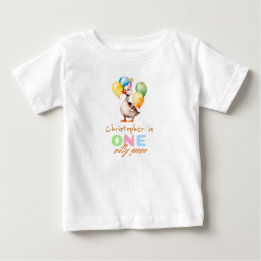 One Silly Goose Gender Neutral 1st Birthday  Baby T-Shirt