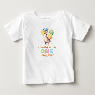 One Silly Goose Gender Neutral 1st Birthday Baby T-Shirt