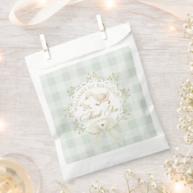 One Silly Goose Gender neutral Sage Birthday Favour Bag (Clipped)