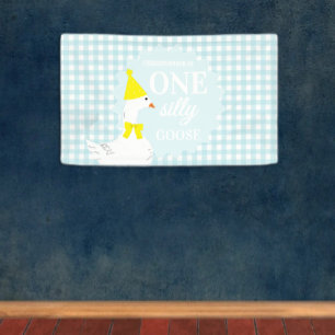 One Silly Goose Gingham 1st Birthday Banner