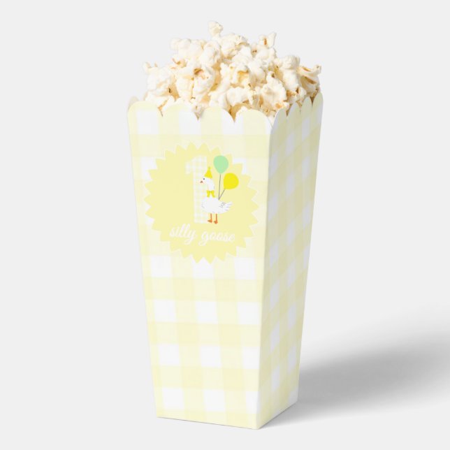 One Silly Goose Gingham 1st Birthday Favor Box (Popped)