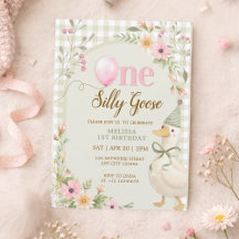 One Silly Goose Gingham Pink Floral 1st Birthday