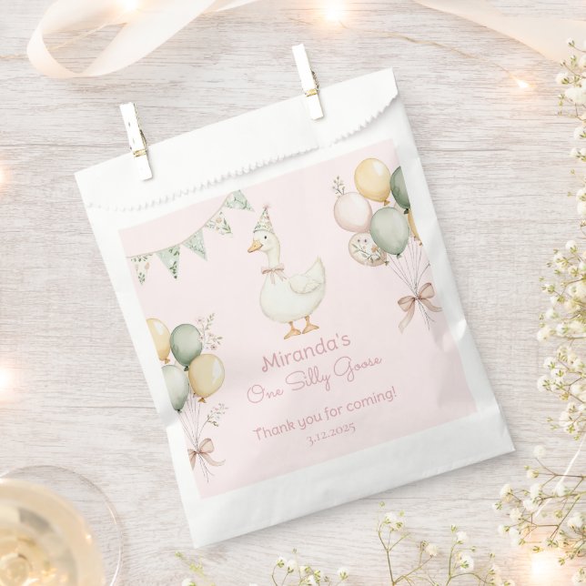 One Silly Goose Girl 1st Birthday Favour Bag (Clipped)