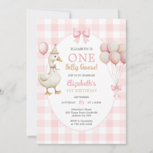 One Silly Goose Girl 1st Birthday Invitation