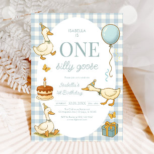 One Silly Goose Girl 1st Birthday Party Invitation