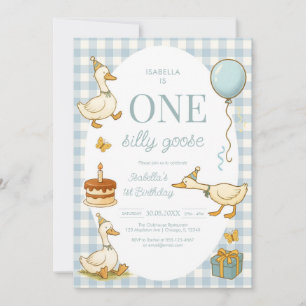 One Silly Goose Girl 1st Birthday Party Invitation