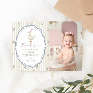 One Silly Goose Girl Birthday Photo Thank You Card