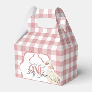 One Silly Goose Girl Cottagecore Pink 1st Birthday Favor Box