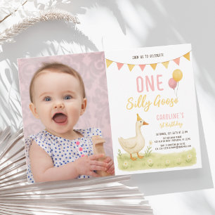 One Silly Goose Girl First Birthday Invitation