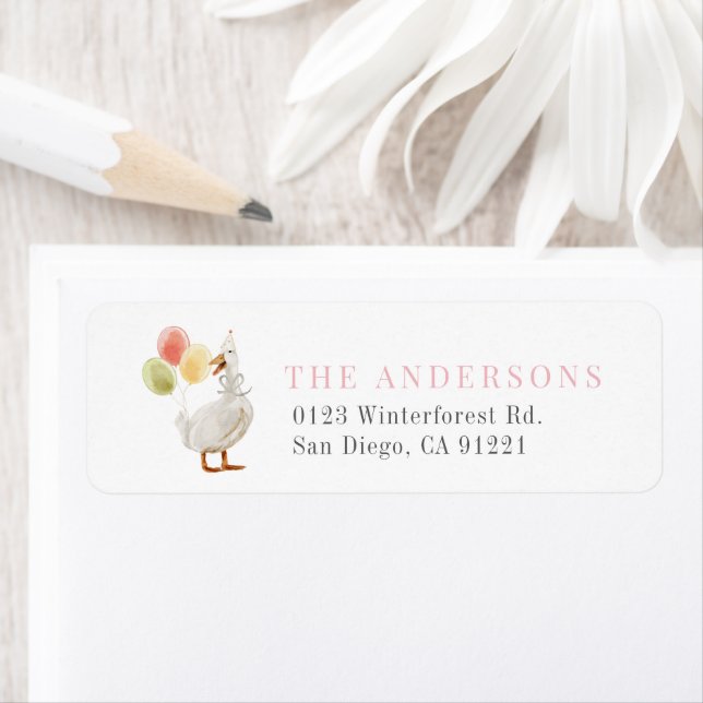 One Silly Goose Girl Pink Return Address Label (Insitu)
