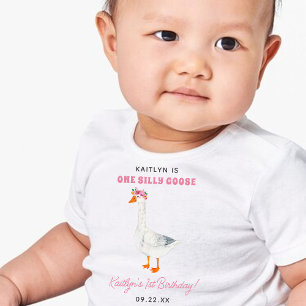 One Silly Goose Girls 1st Birthday Party Baby T-Shirt