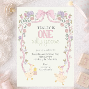 One Silly Goose, Goose Party, First Birthday  Invitation