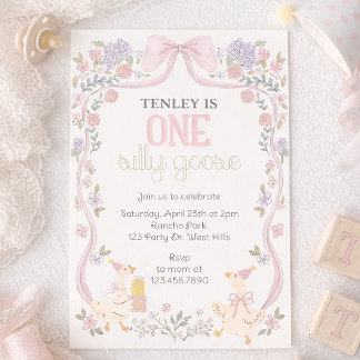 One Silly Goose, Goose Party, First Birthday  Invitation
