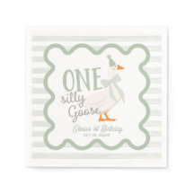 One Silly Goose Green Bow 1st Birthday