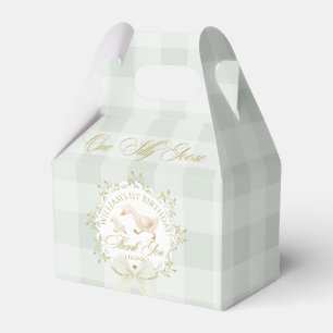 One Silly Goose Green Gingham 1st Birthday Favor Box
