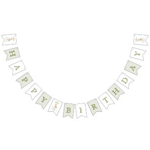 One Silly Goose Green Gingham Baby First Birthday Bunting Flags