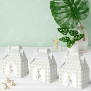 One Silly Goose Green Gingham Baby First Birthday Favor Box