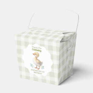 One Silly Goose Green Gingham Baby First Birthday Favor Box