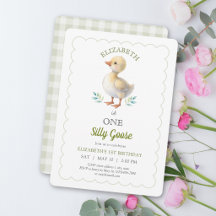 One Silly Goose Green Gingham Baby First Birthday