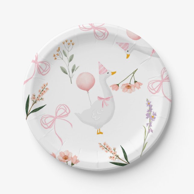 One silly goose paper plates Goose 1st birthday  (Front)
