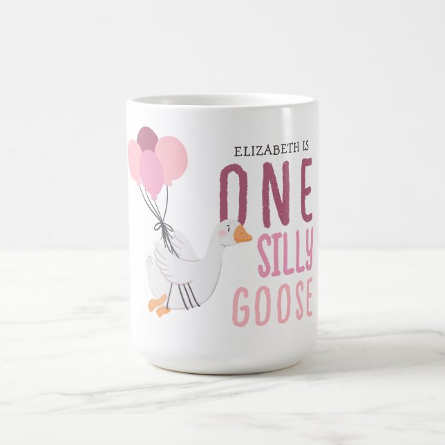One Silly Goose Pink Birthday  Coffee Mug (Center)