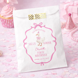 One Silly Goose Pink Bow First Birthday  Favour Bag