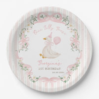 One Silly Goose Pink Bow Floral 1st Birthday
