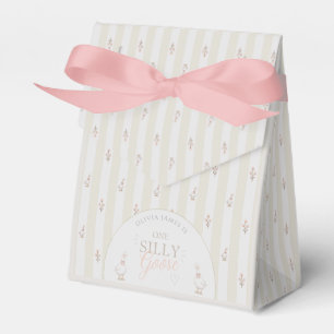 One silly goose pink bow girl 1st birthday favor box