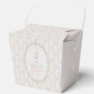One silly goose pink bow girl 1st birthday favor box