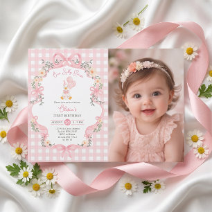 One Silly Goose Pink Bow Girl Birthday Invitation