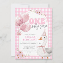 ONE SILLY GOOSE PINK GINGHAM 1ST BIRTHDAY