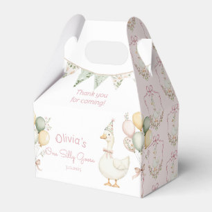 One Silly Goose Pink Girl 1st Birthday Favor Box