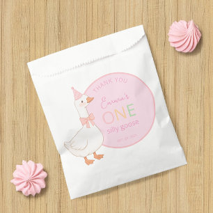 One Silly Goose Pink Girl First Birthday Thank You Favour Bag