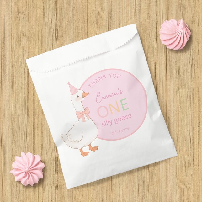 One Silly Goose Pink Girl First Birthday Thank You Favour Bag (Creator Uploaded)