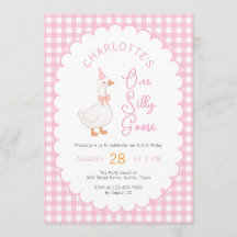 One Silly Goose Rustic Pink Gingham Girl Birthday 