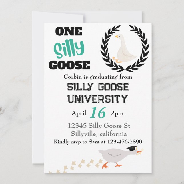 One Silly Goose - Silly Goose Invitations (Devant)